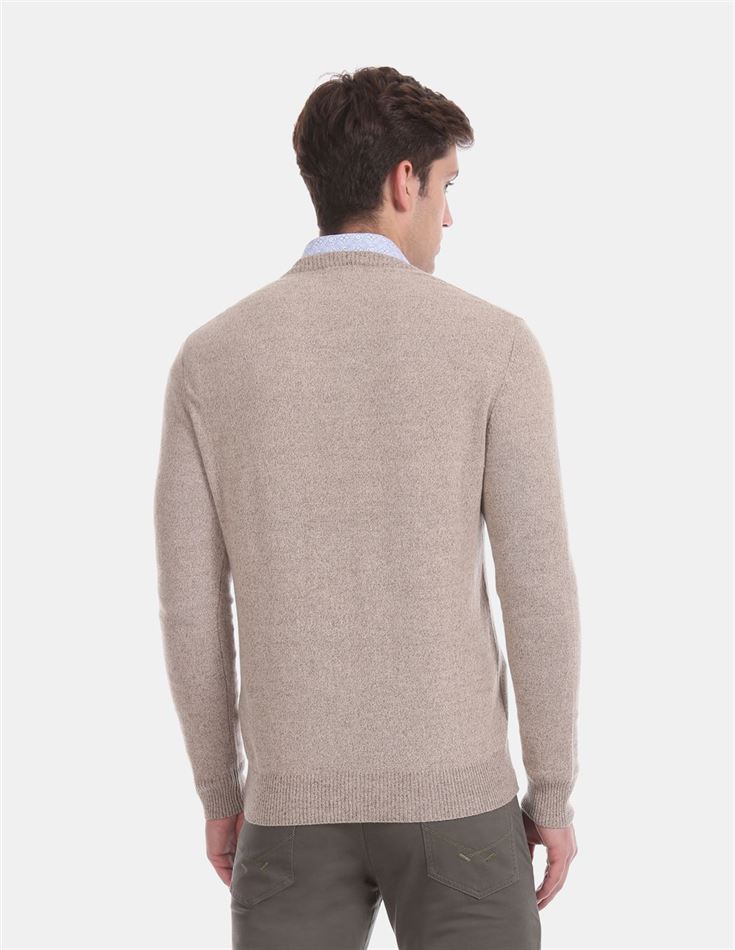 U.S.Polo Association Men'S Casual Wear Solid Beige Sweater